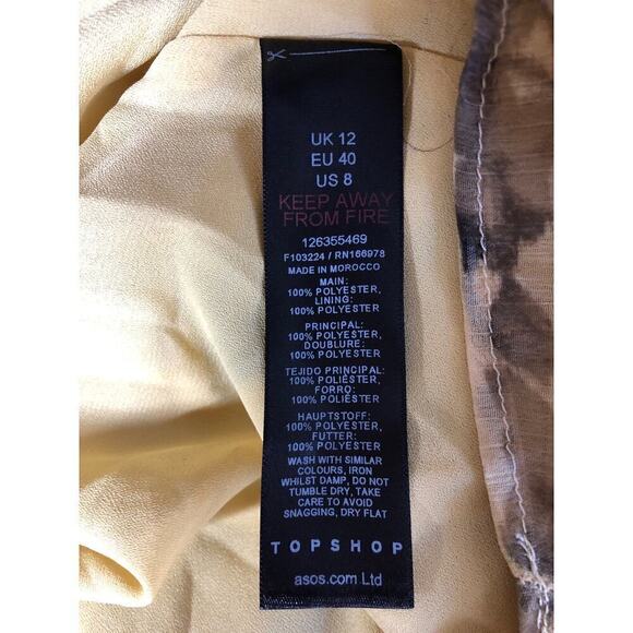 Topshop  Babydoll Dress Floral Scoop Neck Long Sleeve Boho Yellow NWT 10 - Picture 5 of 6